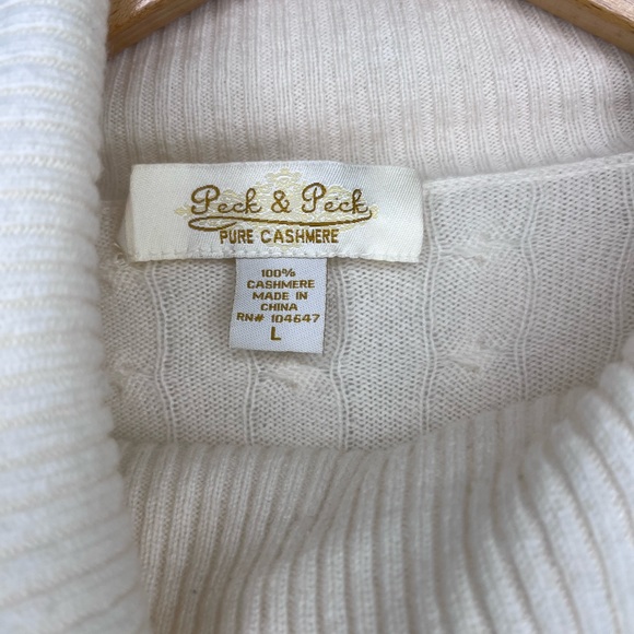 Vintage Peck & Peck Pure Cashmere Cable Knit Turtleneck Sweater Woman's Size L - Picture 5 of 6